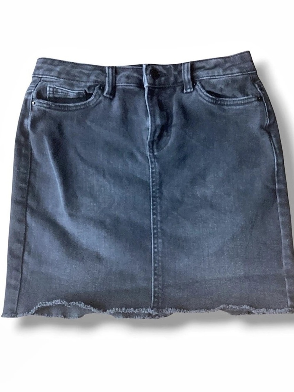 Vero Moda Black Denim Mini Skirt Raw Hem - Size XS
